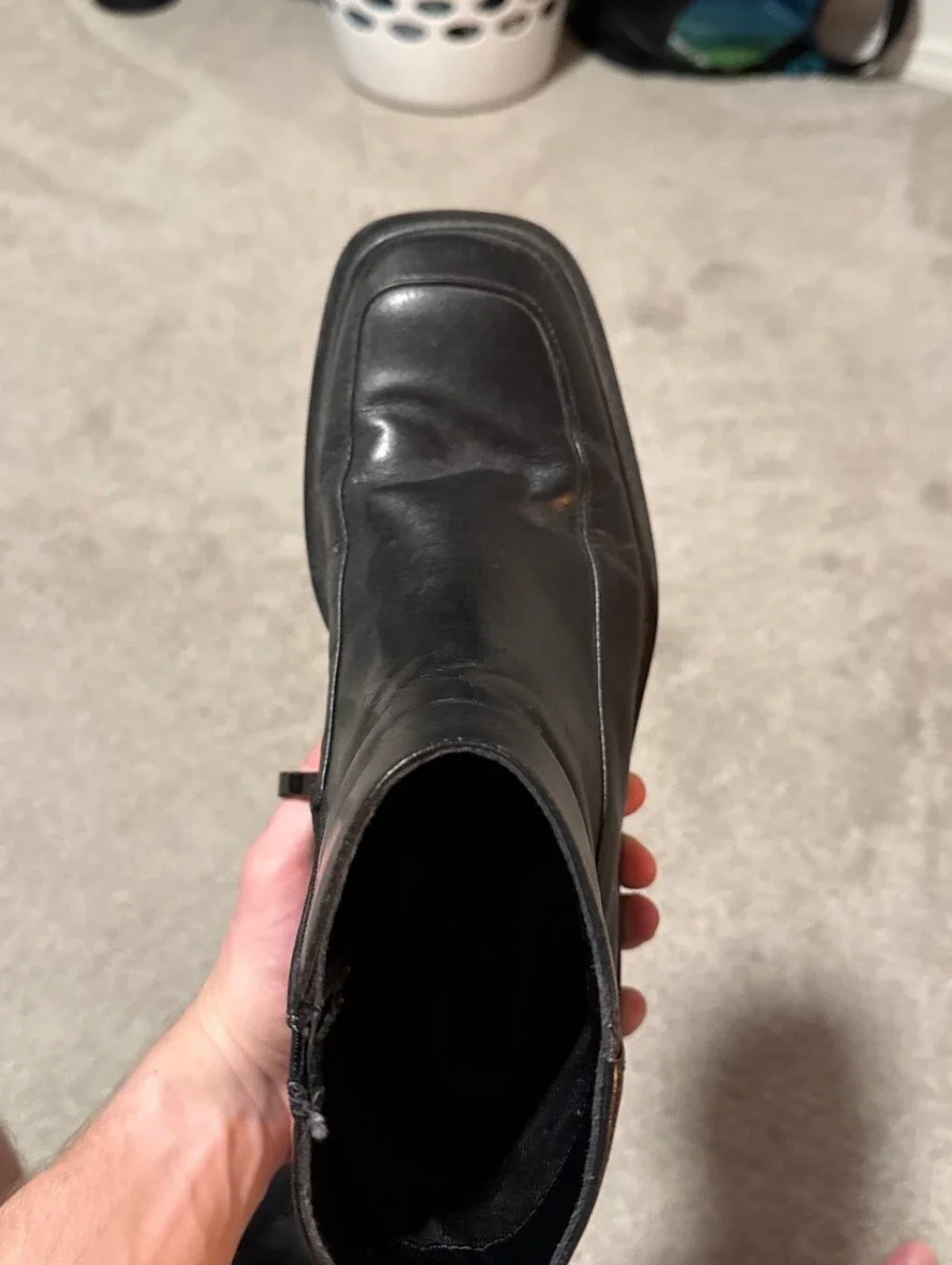 HUCK BLACK LEATHER Boots - Steve Madden Size: 10